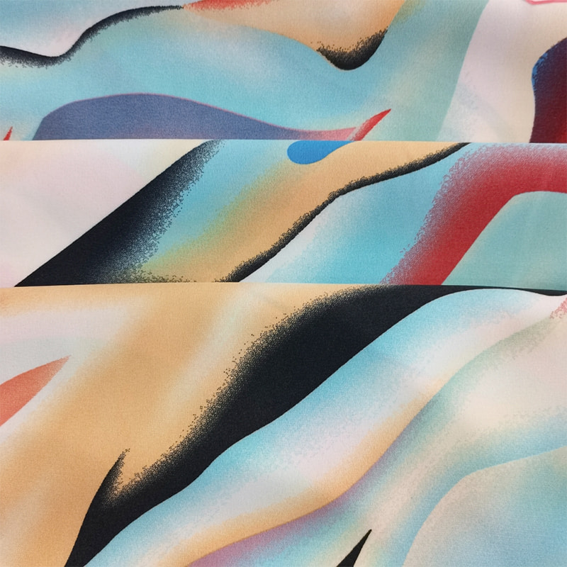 TIME-15-2-1 150cm Leveys Kevyt Paino 110GSM 4way Stretch Print Pattern Polyesterikangas