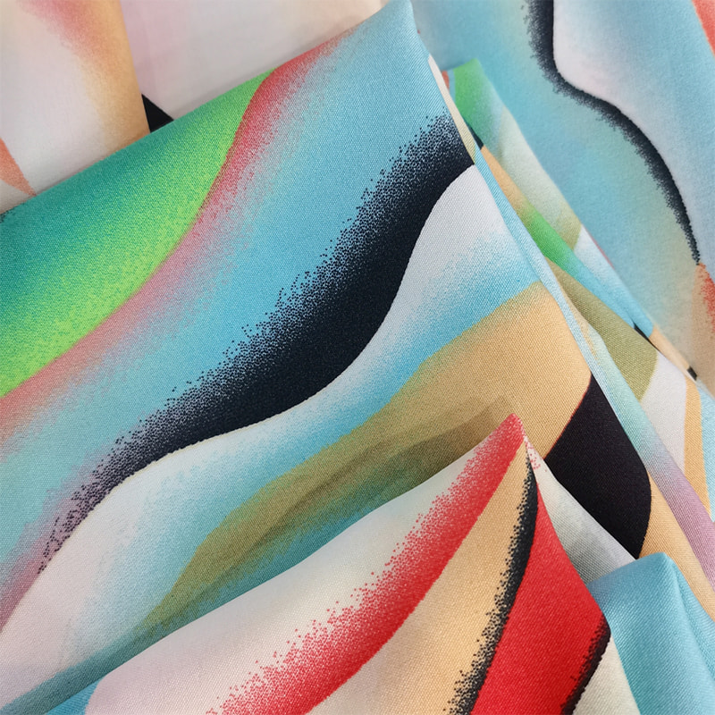 TIME-15-2-1 150cm Leveys Kevyt Paino 110GSM 4way Stretch Print Pattern Polyesterikangas