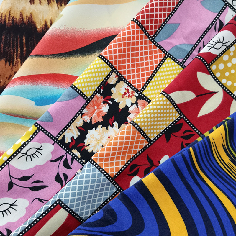 TIME-15-2 -2 150cm Leveys Kevyt Paino 110GSM 4way Stretch Print Pattern Polyesterikangas